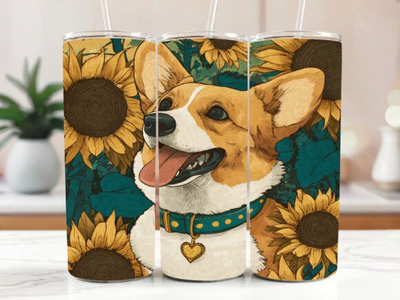 20oz Skinny Tumbler Wrap Corgi Dog