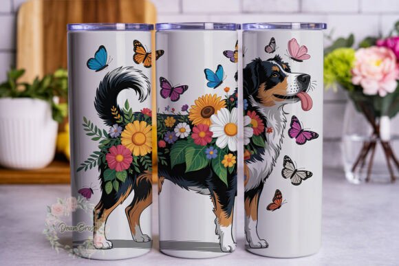 Bernese Mountain Dog Floral Tumbler Wrap