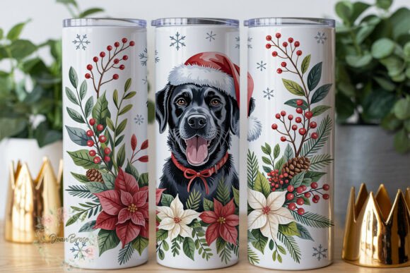 Black Dog Christmas Floral 20oz Tumbler