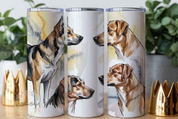 Canine Watercolor Dog Art Tumbler Wrap