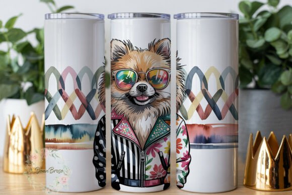 Cool Dog in Shades Tumbler Wrap PNG