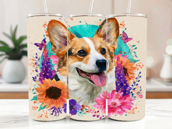 Corgi Dog PNG Tumbler Wrap 20 Oz Skinny