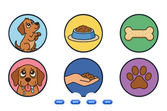 Cute Dog Pet Icon Set