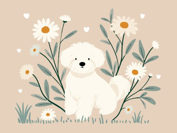 Cute Maltese Dog Vector Clipart