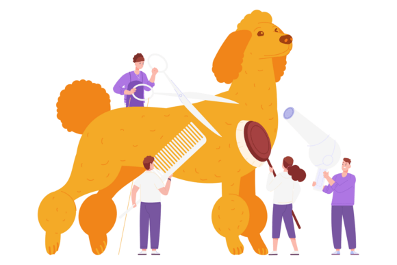 Dog Beauty Service Icon. People Grooming
