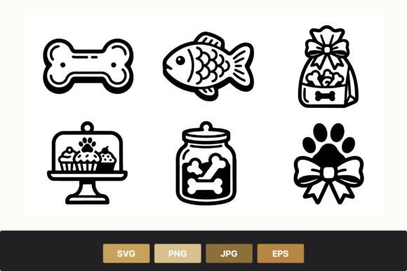 Dog Bone Fish Paw Treats Icons
