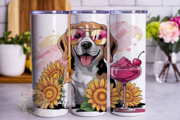 Dog in Shades Sunflowers 20oz Tumbler Wr