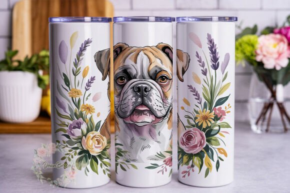 Dog Lover Floral Watercolor 20oz Wrap