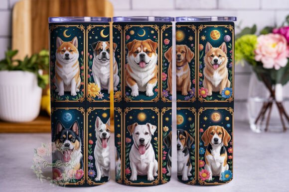 Dog Tarot Cards Celestial Floral Tumbler