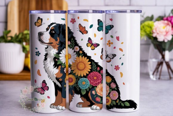 Floral Dog Butterfly 20oz Tumbler Wrap