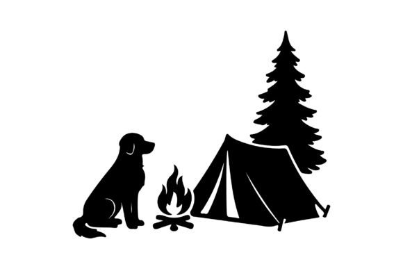 Free Dog Camping Clipart Vector Design