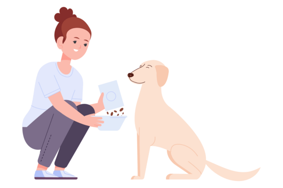 Kid Care About Dog. Healthy Pet Nutritio