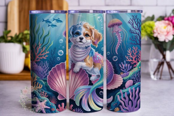 Mermaid Dog Underwater Fantasy 20oz Tumb