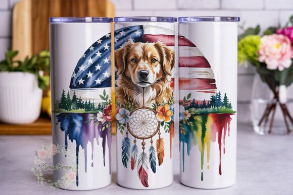 Patriotic Dog Watercolor Art Wrap