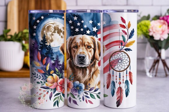 Patriotic Golden Dog Nature Wrap PNG