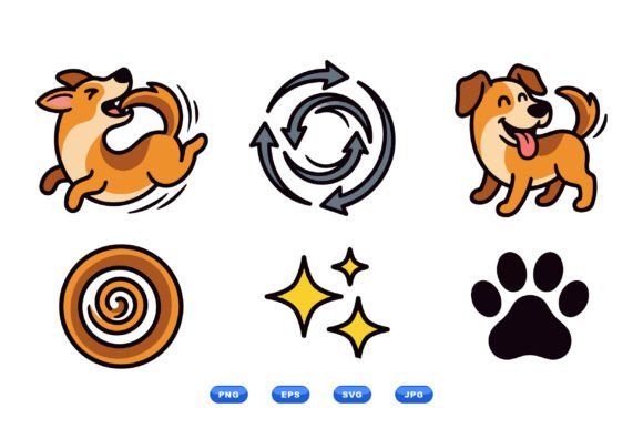 Playful Cartoon Dog Clipart Set