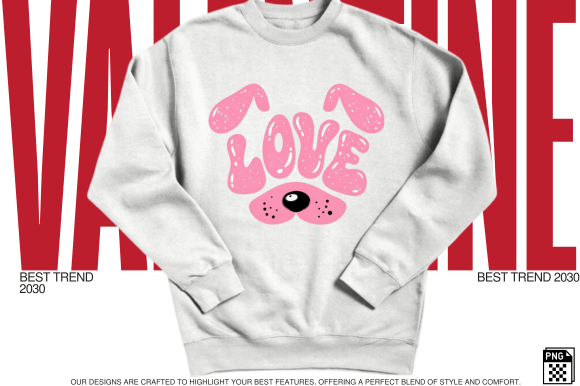 Playful Pink LOVE Dog Face PNG