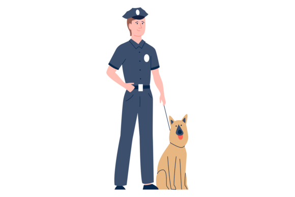 Police Dog with Officer. Professional Cr