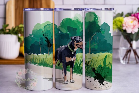 Rottweiler Dog Watercolor 20oz Tumbler W