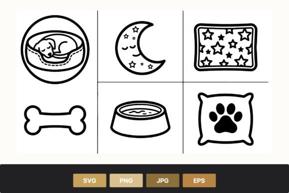 Sleeping Dog Pet Accessories Line Art
