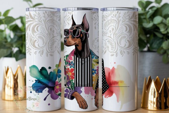 Stylish Doberman Dog 20oz Tumbler Wrap