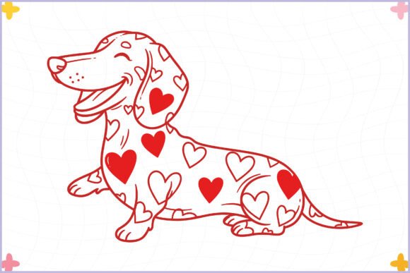 Valentine Love Dachshund Dog Clipart PNG