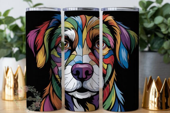 Vibrant Stained Glass Dog 20oz Tumbler