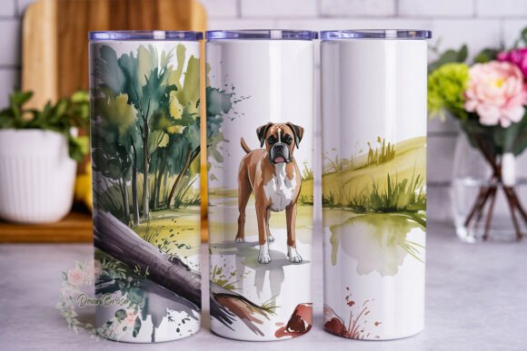 Watercolor Boxer Dog Nature 20oz Wrap