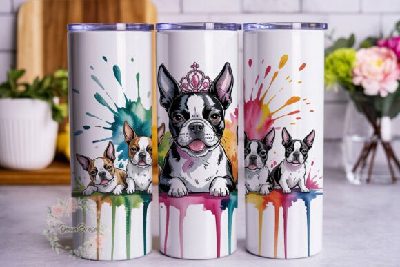 Watercolor Dog Friends Tumbler Wrap PNG